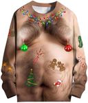 SANKILL Ugly Christmas Sweaters For Men Women Funny Christmas Sweater For Couples Ugly Christmas Sweatshirt Cat Costume, F50 Black Belly Man, Small-Medium