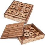 Set of 2 Wooden Tic Tac Toe Board Game for Kids and Family, 10 Pcs, 5.5 x 1.2 in.