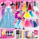 AYIQUTY 1000+PCS Fashion Design Kits for Girls Creativity DIY Arts & Crafts Kit for Kids with 4 Mannequins & Sketchbook, Learning Toys Sewing Kit for Teen Girls Birthday Gift Age 6 7 8 9 10 11 12+