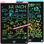 12 Inch LCD Writing Tablet,[2 Pack] Electight Colorful Drawing Board, Eye Protection Doodle Scribbler Pad, with Lock & Delete FUNC, Toys & Gifts for Kids & Adults at Home, School - Blue & Pink