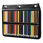 YOUSHARES 3 Ring Pencil Case - 54 Slots Pencil Sleeve, Pencil Pouch Stationery Organizer Compatible with Standard 3-Ring Binder for Colored Pencils, Pens（Black）