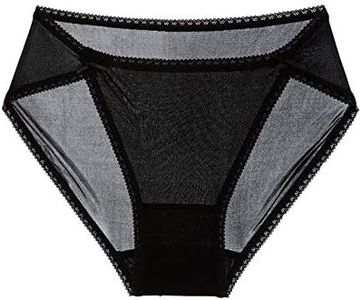 SilRiver Women's 100% Pure Silk Bikini Panties High Cut Breathable Underwear for Sensitive Skin Quick-Dry Travel-Friendly (L,Black)