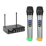 Fifine Wireless Microphone System with Dual Mics for Karaoke Party, M-K036