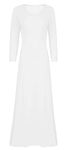 STAR FASHION Women’s Long Sleeve Maxi Dress Stretchy Ladies Plain Jersey Round Neck Casual Style Plus Size UK 8-26 White 16-18