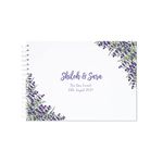 Wedding guestbook | personalised illustrated sign our guest book polaroid guest book for guests | modern minimalist custom photo guestbook scrapbook signing book (Lavender)