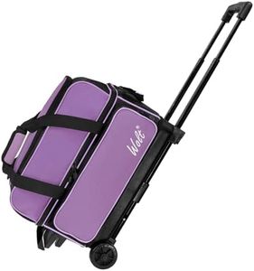 WOLT Double Roller 2 Ball Bowling Bag with Separate Shoe Compartment, Large Capacity Bowling Ball Bag with Accessory Pocket, Retractable Handle extends to 40"