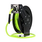 Flexzilla Open Face Retractable Air Hose Reel, 3/8 in. x 25 ft, Heavy Duty, Lightweight, Hybrid, ZillaGreen - L8603FZ