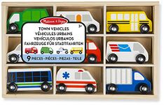 Melissa & Doug Wooden Town Vehicles | Wooden Toy & Trains | Trucks & Vehicles | 3+ | Gift for Boy or Girl