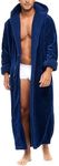 Alexander Del Rossa Mens Fleece Robe, Long Hooded Bathrobe, Small Medium Navy Blue (A0125NBLMD)