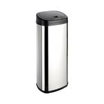 Dihl 50L Chrome Kitchen Bin with Motion Sensor Lid, Automatic with Manual Override, Battery Operated, Hygienic Waste Disposal, 50 Litre, Silver with Onyx Black Lid