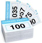 100 Pack Parking Permit Stickers with Front Adhesive, Car Windshield Decals Numbered 001-100 (Light Blue, 3 x 2 in)