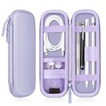 Fintie Holder Case for Apple Pencil Pro, Apple Pencil (USB-C) & Apple Pencil (1st / 2nd Gen), PU Leather Carrying Bag Sleeve Compatible with Apple Pen, USB Cable, Samsung Stylus, Lilac Purple