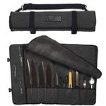 Asaya Canvas Chef Knife Roll Bag - 10 Knife Slots and a Large Zipper Pocket - Durable 10oz Canvas Knife Case with an Adjustable Shoulder Strap - Knives not Included (Grey)