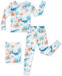 GUISBY Baby Rayon of Bamboo Pajama Set Ocean Print Long Sleeve Blue 5-6T