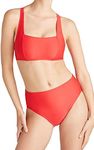 Yummie Women's Standard Gaia High Waist Swimsuit Bikini Bottom, True Red, 16