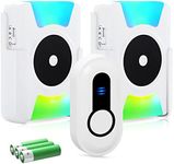 DAYTECH Wireless Doorbell Door Chimes Battery Operated Vibrating LED Flashing, Doorbells for Home, Hearing Impaired Doorbell Chime Kit, 4 Working Modes 5 Volume Level, 2 Receivers and 1 Button