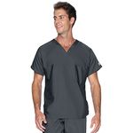 Landau Scrub Zone Unisex Relaxed Fit 1-Pocket V-Neck Scrub Top 71221, Graphite, Medium