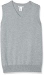 Amazon Essentials Little Boys' Uniform V-Neck Sweater Vest, Light Heather Grey, M