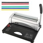 ATPEAM Comb Binding Machine | 21-Holes, 450 Sheets, Comb Binding Machine with Starter Kit 100 PCS 3/8'' Comb Binding Spines, Comb Binding Machine for Letter Size / A4 / A5