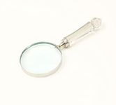 Designer Library- 10 Inch Stark Round Magnifier for Reading Made by Stainless Steel & Glass with Nickle & Clear Finish with 4" Glass Round (Pack of 1)