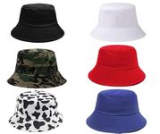 CLASSYMESSI Bucket Hat Unisex Cotton Smile Face Summer Hat Fisherman Hat Travel Bucket Beach Sun Hat Cap For Men And Women (Black,White,Army,Red,Cow,Blue), Free Size