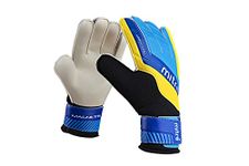 Mitre Magnetite Goalkeeper Gloves | Be Football Match Ready | Extra Comfort, Black/Blue/Yellow, Size 7