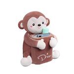 BestAlice Tissue Holder for Car, Cute Car Tissue Box, Creative Animal Cartoon Tissue Box Cover Portable Plush Paper Storage Holder for Car Home Office, Monkey