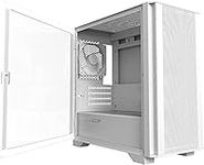 Montech AIR 100 LITE Micro-ATX Tower with Two Silent Fans Pre Installed, Ultra-Minimalist Design, Fine Mesh Front Panel, High Airflow, Unique Side Swivel Tempered Glass, White