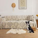 ROOMLIFE Universal Sectional Couch Cover Thick and Soft Chenille Jacquard Fabric Sofa Covers for 3 Cushion Couch Durable Couch Cover for Dogs Furniture Covers for Pets-71'' X 134''