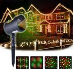 Christmas Projector Lights Outdoor,Moving Red and Green Stars Laser Lights for Christmas Decoration,Outdoor Lighting for Holiday,Party,Landscape,and Garden