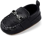 MASOCIO Baby Shoes Boys Moccasin Toddler Boy Soft Sole 12 18 Wedding First Walking Pram Crib Shoes Infant Size 4 UK Child Black 15-18 Months