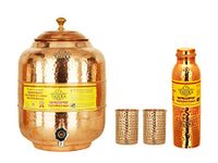 Handmade Copper Water Pot Tank 10 Liter Hammer Bottle 1 Liter 2 Glass 350 ML