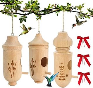 2023 Thread Detachable Hummingbird Houses - 3 Pcs Natural Wooden Hummingbird Houses for Outside Hanging, Hummingbird Swinging Hummingbird Nest, Bird Houses for Gardening Gifts Window Outdoor Home