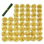 DH EYB Silk Carnation Flower, 50 Artificial Flowers, Used for Wedding Decoration DIY Handmade Flowers, Carnation Flower Diameter 3.5 Inches and 6 Inches Stem (Gold)