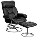 Flash Furniture Contemporary Leather Recliner and Ottoman with Base, Metal, Black, 76.2 x 63.5 x 43.81 cm