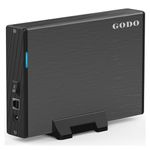 GODO USB 3.0 to 3.5 Inch Hard Drive Enclosure, Vertical External Hard Drive Docking with Stand for 3.5 inch SATA HDD SSD, Aluminum Alloy Drive Case Support Up to 18TB with UASP,Power Adapter