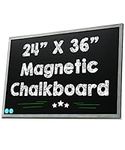 24 x 36 Magnetic Chalkboard Blackboard - Large Hanging Framed Wall Chalk Board w/Wooden Frame - Rustic 2x3 Wall Black Board to Use at Home and Office - Includes Magnets (Dusty Blue)…