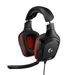 Logitech G332 Wired Gaming Headset, 50 mm Audio Drivers, Rotating Leatherette Ear Cups, 3.5 mm Audio Jack, Flip-to-Mute Mic, Lightweight for PC, Mac, Xbox One, PS4, Nintendo Switch - Black/Red