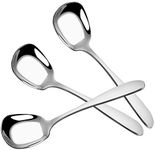 KBNIAN 3 Pcs Square Soup Spoon Thicken Stainless Steel Soup Spoons Flat Square Spoon Table Spoons Dinner Serving Soup Scoop Large & Deep Soup Server Spoon for Cream Soup Consomme Chowder - Silver