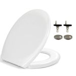 CUQOO Oval Toilet Seat Soft Close - Quick Release Toilet Seat - O Shape Soft Close Toilet Seat White - Slow Close Toilet Seat with Adjustable Hinges - Heavy Duty Toilet Seats