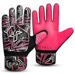 Trepace SPORTS Football Goalkeeper Gloves For Boys Kids Youth Children Soccer Goalie Goalkeeping Glove with Grip Palms (Pink, 7)