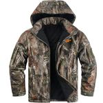 NEW VIEW Insulated Hunting Jacket for Men Cold Weather, Warm Camo Hunting Jackets with Hood, Water Resistant Hunting Clothes