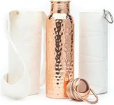 Kitchen Science Pure Copper Water Bottle (34 oz/ 1000 ml) with Free Sleeves and Carrying Bag | Pure Copper Vessel | Copper Water Bottle for Drinking Water