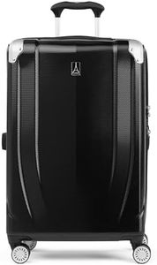 Travelpro Pathways 3 Hardside Expandable Luggage, 8 Spinner Wheels, Lightweight Hard Shell Suitcase, Checked Medium 25 Inch, Black Knight