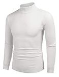 COOFANDY Men's Slim Fit Mock Turtleneck Pullover Sweater Casual Basic Knitted Thermal Sweaters White