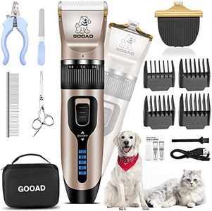 Gooad Dog Clippers Grooming Kit and Paw Trimmer,Cordless,Low Noise, Electric Quiet,Rechargeable, Dog Trimmer Grooming Tool, Pet Hair Clippers for Thick Coats,Shaver for Small and Large Dogs Cats