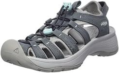 KEEN Women's Astoria West Leather Closed Toe Sandal, Magnet/Vapor, 8