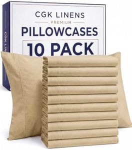 King Pillow Cases Set of 10 - Ultra Soft Hotel Quality Pillowcase Covers - Comfy & Wrinkle Free - Stain & Fade Resistant - Easy-Care, Machine Washable Pillow Protectors - 10 Piece Set - Heathered Tan