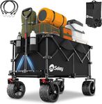 Sekey 200L Folding Festival Trolley with All-Terrain Extra Wide Wheels and Brake, Heavy-Duty Cart Loadable up to 150KG, Patented Four-Directional Foldable Design, Wagon for Beach Camping Garden, Black