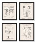 Poster Master 4-Piece Shaving Blueprint Poster - Razor Patent Print - Shaving Mirror Art - Shaving Brush Art - Electric Shaver Art - Barber Art - Great Barber Shop Wall Decor - 8x10 UNFRAMED Wall Art